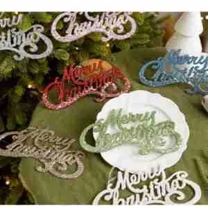 Weihnachtsbuchstaben Schild Anhänger Glitzer Deko für Tannenbaum und festliche Feier
