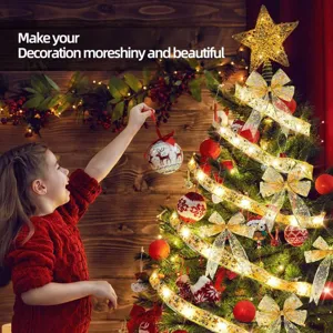 Weihnachtsband Lichterkette batteriebetrieben LED warmweiß leuchtend Baum Deko Details
