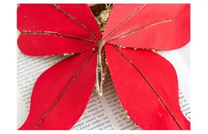 Rote künstliche Schmetterling Blumenklammer für Weihnachtsbaum Dekoration und Blumenarrangements.