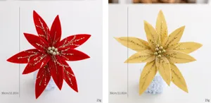 Weihnachts Samt Blume Dekoration mit Pailletten, 30cm Größe für festliche Bastelarbeiten.