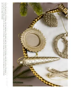Champagner goldene Harz Weihnachtsbaum Hängeornamente Set, Tannenzapfen und Hirsch Fotorahme.