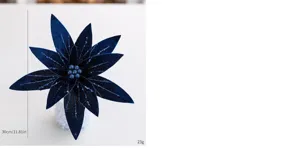 Dunkelblaue Samt künstliche Weihnachtsblume mit Glitzer, 30 cm dekorativer Weihnachtsstern.