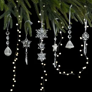 Acryl Weihnachtsornamente Klare Schneeflocke Stern Wassertropfen Anhänger Für Weihnachtsbaum Feiertag Heimtextilien Party Dekorationen
