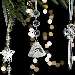 Weihnachtsbaum Hängende Ornamente transparente Acryl Schneeflocke Tropfen Kristall Anhänger.