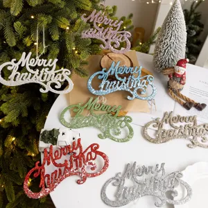 Merry Christmas Glitzer Schild Hängeornament Kunststoff Pailletten Buchstabenplatte Für Weihnachtsbaum Girlande Party DIY Heimdekor