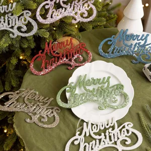 Glitzernde Merry Christmas Buchstaben Hängeschilder für Weihnachtsbaum Dekoration