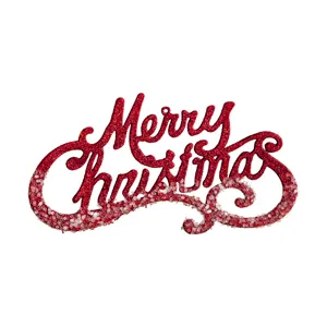 Roter Glitzer Frohe Weihnachten Hängeschild Christbaum Kranz DIY Festliche Deko Anhänger