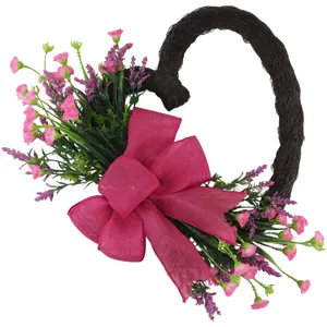 Künstlicher Herzförmiger Blumenkranz Türbehang für Valentinstag und Muttertag Deko