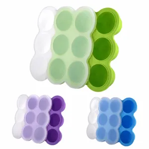 Silicone ice cube mold 9-hole baby food container with lid colorful grid set for kitchen use