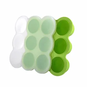 9-hole silicone ice cube tray baby food supplement mold with lid kitchen tool green