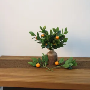 Pianta in vaso di foglie d'arancio artificiali per decorazione tavola soggiorno principale.