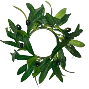 Artificial olive wreath candle ring for table centerpieces home decor photography props.