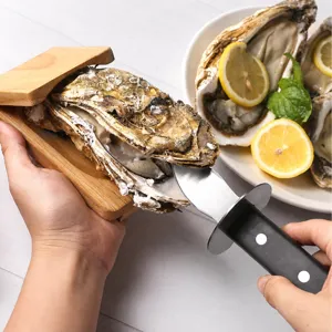 Pinza para ostras de madera con cuchillo herramienta de cocina para mariscos frescos profesional