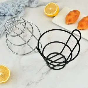 Iron American snack basket conical french fries stand wire metal food holder for restaurant bar