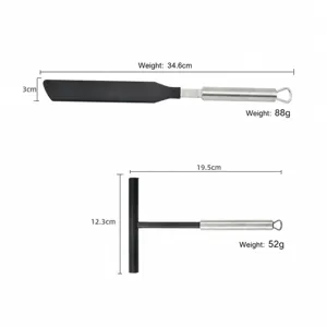 Stainless steel nylon crepe spatula set, pancake batter spreader kitchen tool for baking.
