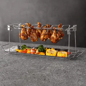 Stainless steel chicken leg grill rack foldable portable BBQ tool for outdoor cooking