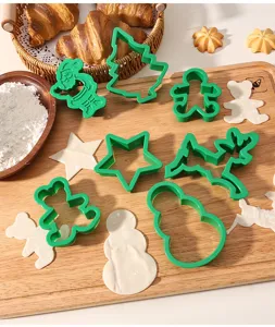 Plastic Christmas cookie cutter set, festive baking molds for holiday DIY pastries
