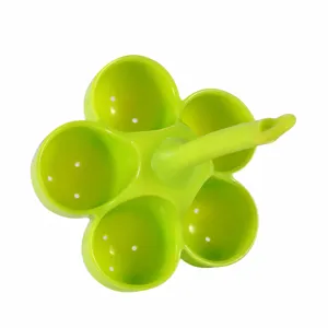 Support de cuiseur à oeufs en silicone vert à 5 trous outil de cuisine plateau à oeufs