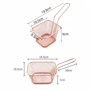 Stainless steel french fry basket food strainer square mesh fryer spider kitchen tool