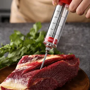 Stainless Steel Meat Injector Turkey Baster Marinade Syringe With Clear Scale For Kitchen BBQ Cooking Tool