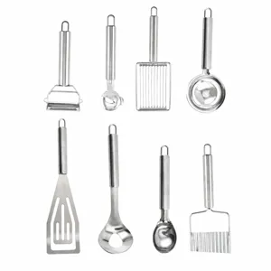 Set di gadget da cucina in acciaio inossidabile, strumenti multifunzione per cucinare.