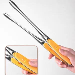 Pinces à Nourriture en Acier Inoxydable 304 Cuisine BBQ Gril Steak Pain Antidérapant Résistant à la Chaleur Ustensile de Cuisine