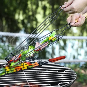 Cesta de Barbecue de Madera Parrilla para Verduras y Carne para Cocina al Aire Libre