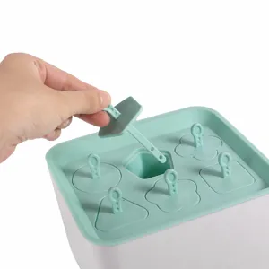Haushalts 6-Gitter Eis am Stiel Form Plastik Hausgemachte Eismaschine mit Deckel grün weiß