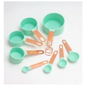 Juego de 8 tazas y cucharas medidoras con mangos de acero inoxidable para repostería