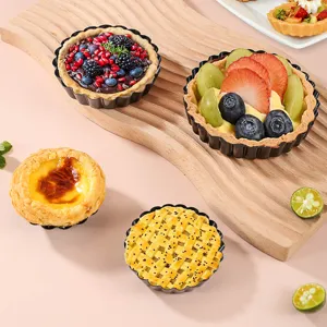Carbon steel non-stick fluted tart pan removable bottom baking mold for pie egg tart.