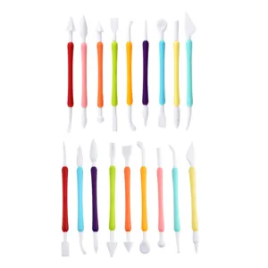 Professional dual-ended fondant cake decorating carving tools set for DIY baking crafts.