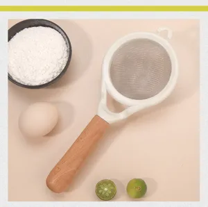 Tamis à farine en acier inoxydable avec manche en bois pour pâtisserie cuisine passoire