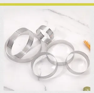 Set di anelli per crostata perforati in acciaio inossidabile per dolci, stampi per mousse.
