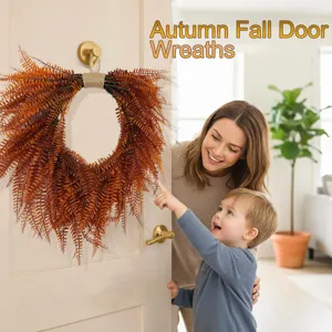Autumn Fall Door Wreaths Artificial Fern Hanging Garland Thanksgiving Home Wall Decor