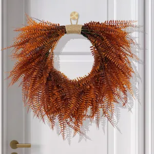 Artificial Persian Fern Wreath Autumn Fall Hanging Garland Wall Decoration For Home Garden Porch Door Autumn Transition Decor