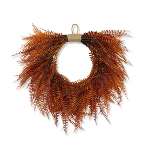 Artificial brown fern hanging vine, detailed indoor wall decor plant for home and balcony.