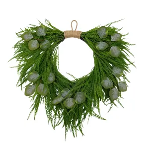 Artificial Pine Eucalyptus Green Plant Wreath For Home Door And Wall Decor