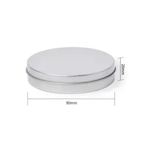 Boîte ronde en acier inoxydable conteneur métallique diamètre 90mm hauteur 20mm.