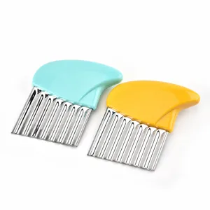 Stainless steel wave potato cutter slicer kitchen tool with colorful plastic handle item