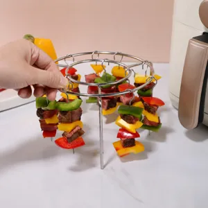 Stainless steel air fryer skewer rack multi-layer kebab holder kitchen tool for home cooking