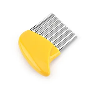 Stainless steel crinkle cutter for potatoes and french fries kitchen tool yellow handle