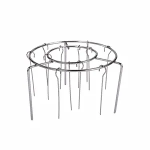Stainless steel air fryer barbecue rack with skewers, multi-layer BBQ grill stand tool.
