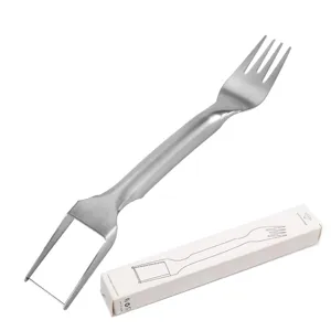 Tenedor y práctico cortador de sandía 2-en-1 de acero inoxidable para cocina diaria