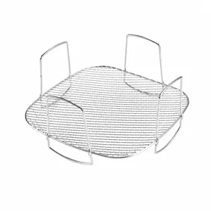 Stainless steel air fryer rack square wire mesh steaming grid with stands kitchen tool