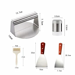 304 stainless steel burger press set outdoor BBQ grilling tool meat press plate accessories