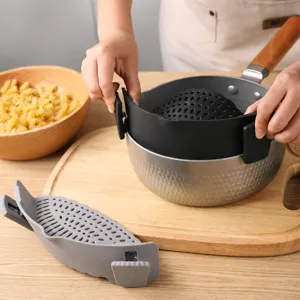 Silicone Pot Strainer Clip Kitchen Food Drainer Heat Resistant Colander for Cooking Pasta