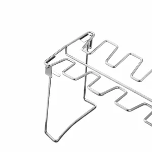 Stainless steel folding chicken leg rack for BBQ, portable outdoor grill tool for camping.