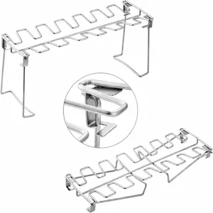 Stainless steel foldable chicken leg roasting rack 14 slots portable BBQ grill outdoor tool