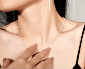 S925 Sterling Silver Shimmering Starry Sky Necklace Minimalist Clavicle Chain Jewelry