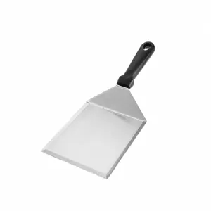 Dettaglio della spatola per barbecue in acciaio inossidabile con dimensioni e peso indicati.